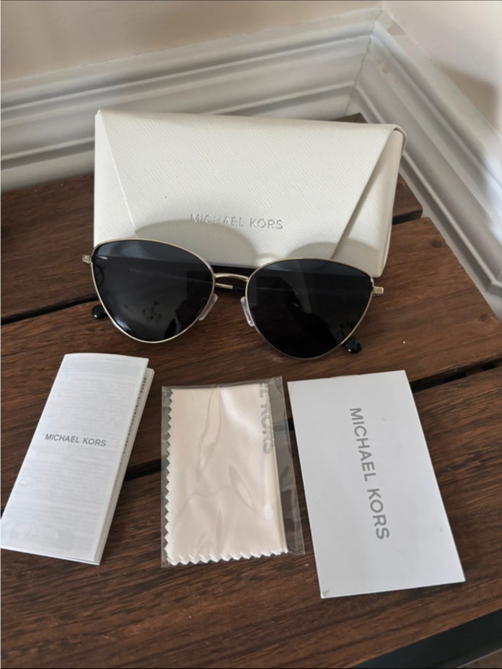 Michael Kors Gold Frame Black Lens Cat-Eye Sunglasses